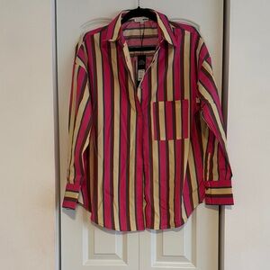 Fashion Nova Pink Striped Button Down